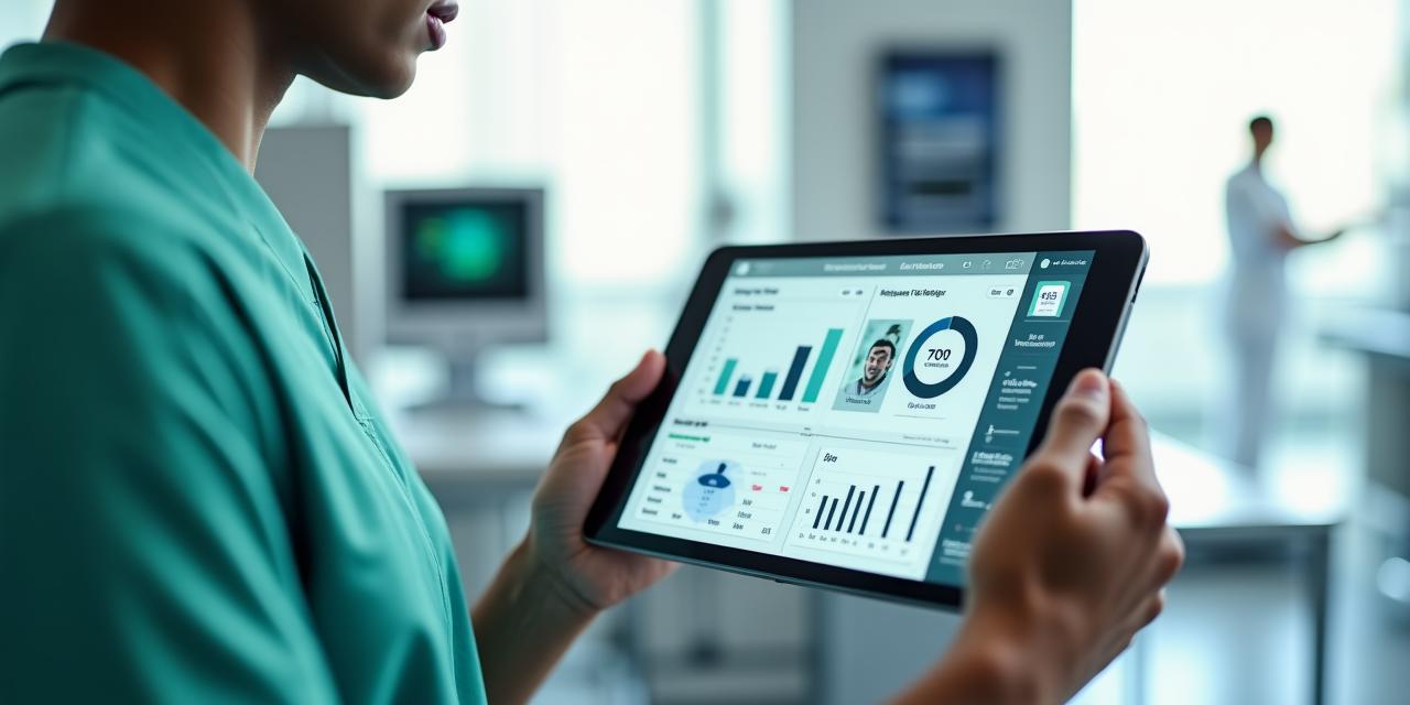 Modern healthcare professional using a secure digital portal on a tablet