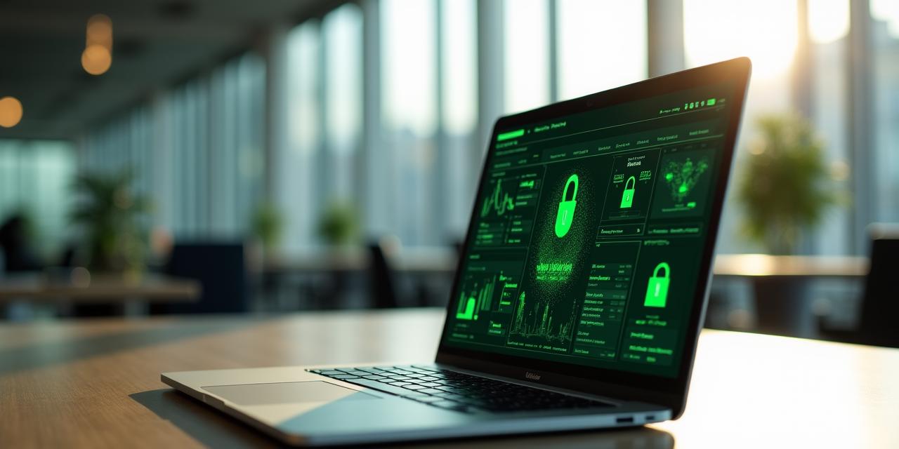 Secure digital data visualization in a modern London office setting